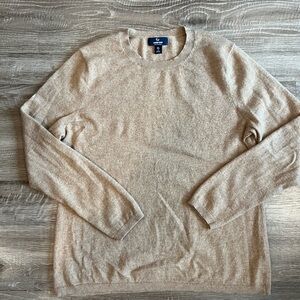 Lands’ End Women’s XL Tan 100% Cashmere Crew Neck Sweater
